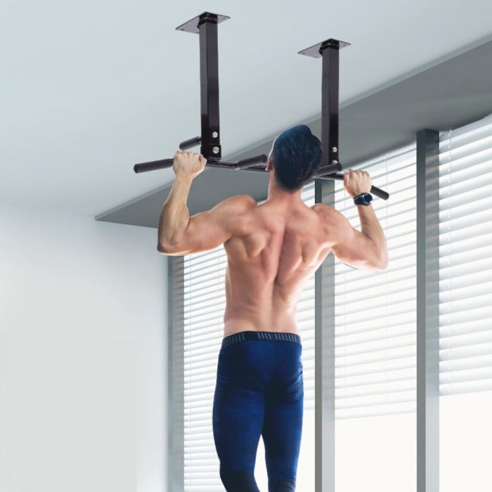 Wall Mounted Pull Up Chin Up Bar Black