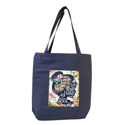 book lover tote bag Bangladesh into the library printed zipper bag