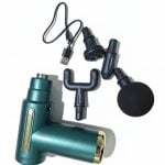 digital massage gun Bangladesh 4 massage heads USB rechargeable teal green