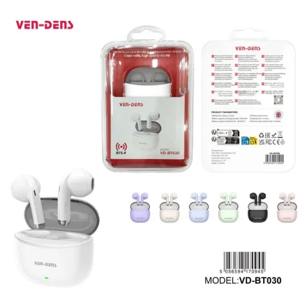 Ven-Dens VD-BT030 Earbuds Bangladesh – Bluetooth 5.4 TWS 6 Colors